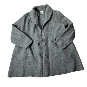 TSD Sheila Conroy Boiled Wool Jacket Women 2X Gray Lagenlook Shawl Collar Coat